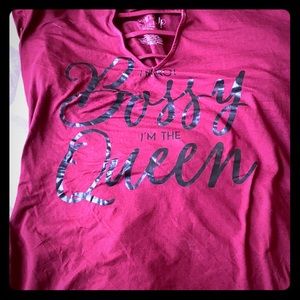 Wound up maroon shirt